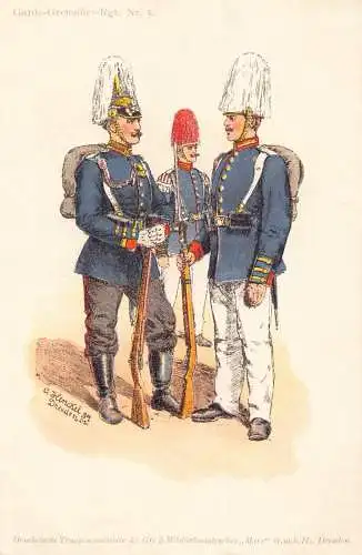 L057 Deutschland Grenadier Garde Regiment signiert Litho Vintage Postkarte