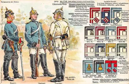 L055 Wehrmacht Karabinierer Bayern Sachsen Preussen Uniformen Litho Postkarte