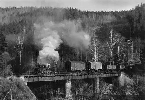 Deutschland Schmalspurbahn Wolkenstein Joehstadt Dampfbahnbrücke RPPC Postkarte