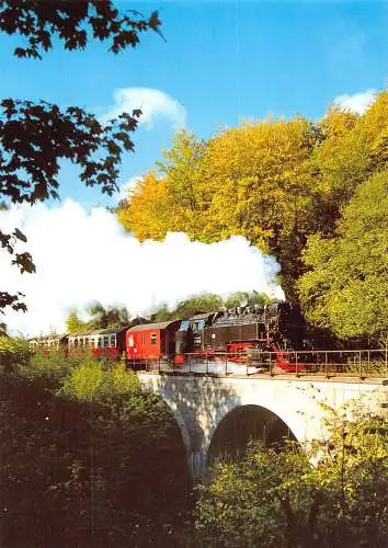 Dampflok Harzer Schmalspurbahnen auf der Behrebrückebrücke Vintage Postkarte