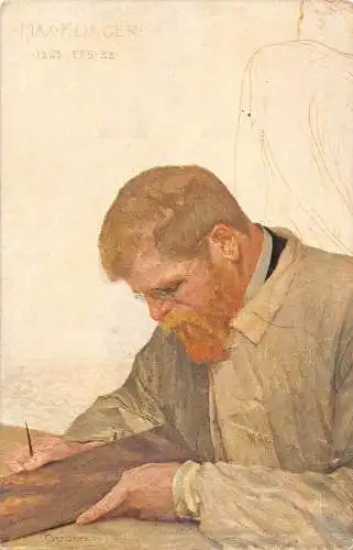 Maler Max Klinger Working Self-Portrait Vintage Postkarte