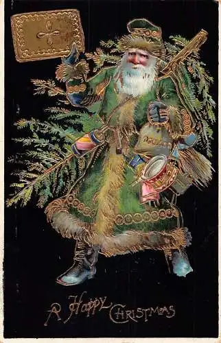 L365 Weihnachtsgrüße 1911 Weihnachtsmann Weihnachtsmann Spielzeug Geschenk Vintage Postkarte