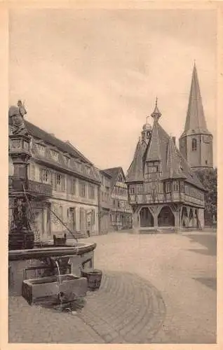 Deutschland Michelstadt i O Marktplatz und Rathaus Vintage Postkarte