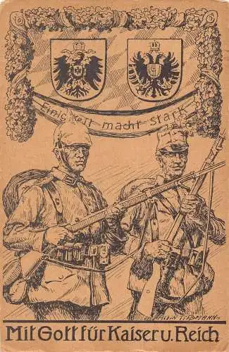 Deutsche Armee Soldaten 1914 WWI Vintage Postkarte