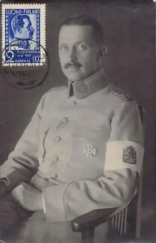 Finnland General Mannerheim WWI 1937 Vintage Postkarte