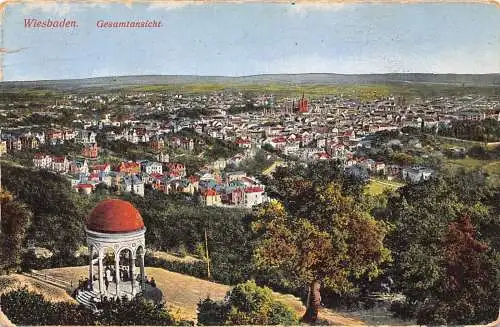 A142 Deutschland Wiesbaden Gesamtansicht Gesamtansicht Vintage Postkarte