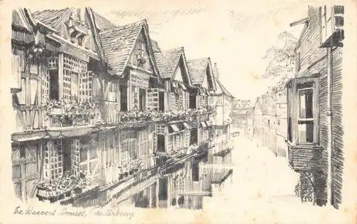 L233 England 1956 The Weavers Houses Canterbury Vintage Postkarte