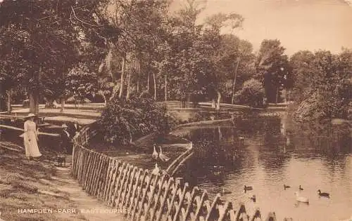 L234 England Hampden Park Eastbourne Hunde Enten Vintage Postkarte
