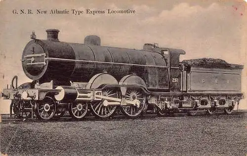 L373 Dampflokomotive GNR New Atlantic Type Express Vintage Postkarte