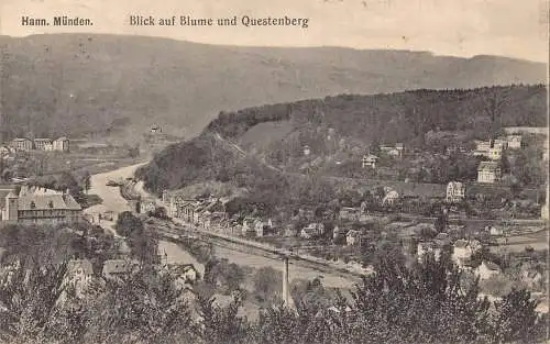 Deutschland 1916 Hann Münden Blume Questenberg Gesamtansicht Vintage Postkarte