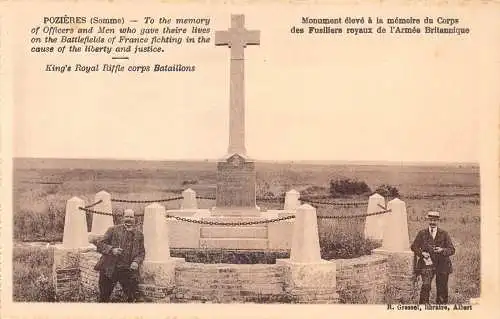 Frankreich Pozieres Somme Denkmal für König Royal Rifle Corps Bataillons Postkarte