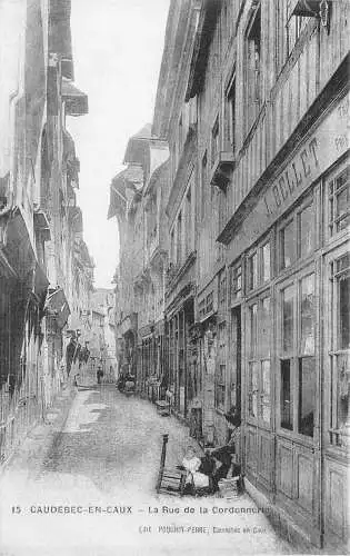 Frankreich Caudebec En Caux Rue de la Cordonnerie J Bellet Shop Vintage Postkarte