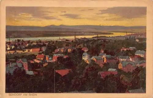 Deutschland Bendorf am Rhein Totalansicht bei Sonnenuntergang Vintage Postkarte