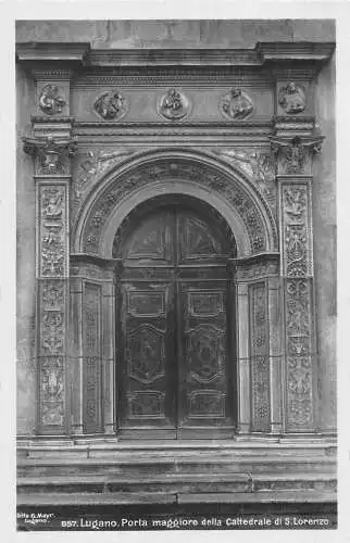 Schweiz Lugano Porta Maggiore della Cattedrale di S Lorenzo Vintage Postkarte
