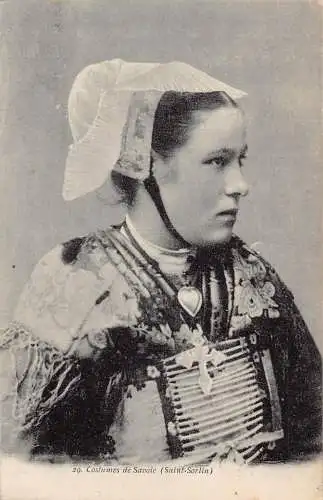 Ethnische französische traditionelle Kostüme Frauen Porträt Savoie Saint Sorlin Postkarte