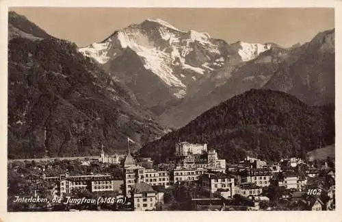 Schweiz Interlaken Die Jungfrau Berg 4166m alte Postkarte.