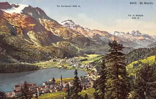 Schweiz St Moritz Pi la Margna Piz Corvatsch Berg Postkarte