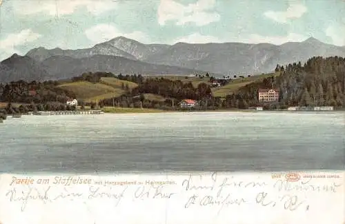 A079 Deutschland 1899 Partie am Staffelsee Herzogstand Heimgarten Litho Postkarte