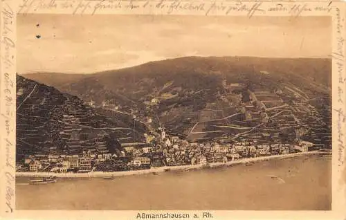 L173 Deutschland 1915 Feldpost 1. Weltkrieg Assmannhausen am Rhein Panoramablick Postkarte