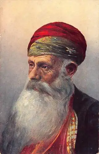 Marokko Portrait eines einheimischen alten Mannes mit Turban und Langbart Vintage Postkarte