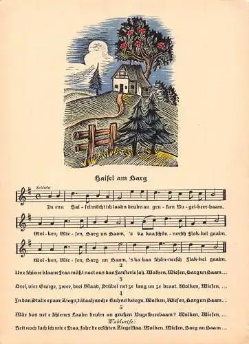 A083 Deutschland Liederkarte Haifel am Barg Musiknoten Ladscape Vintage Postkarte