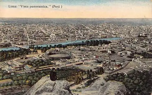 L331 Peru Lima Vista Panoramica Panorama Vintage Postkarte