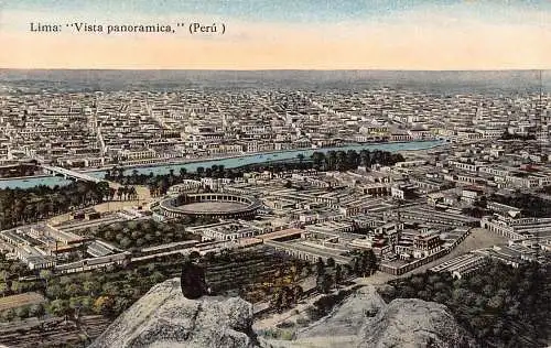 L331 Peru Lima Vista Panoramica Panoramablick Vintage Postkarte
