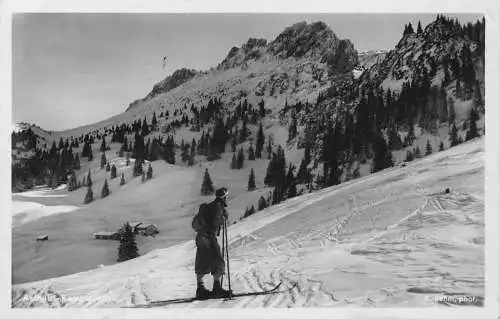 Deutschland Aschau Kampenwand Wintersport Skifahren Bergsteiger Postkarte