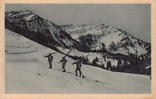 Deutschland 1923 Oberstaufen im Bayr Allgäu Wintersport Skifahren Postkarte