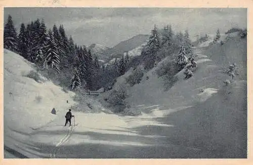 Deutschland 1923 Oberstaufen im Bayr Allgäu Wintersport Skifahren Vintage Postkarte