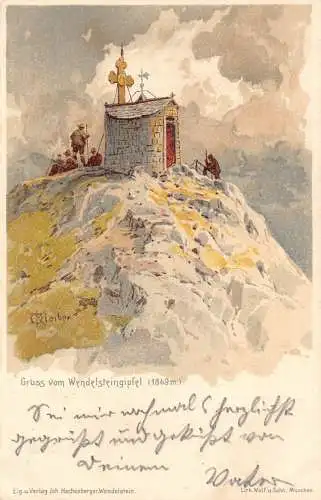 Deutschland 1902 Gruss vom Wendelsteingipfel Kunst Kleiber Chromo Litho Postkarte