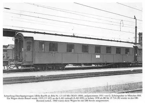 Zugwaggon Schnellzug-Durchgangswagen AB4ue-Bay98 MAN in 1951 Postkarte