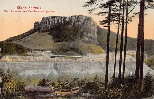 Deutschland Saechs Schweiz Lilienstein von Gohrisch aus gesehen Cliff Postkarte