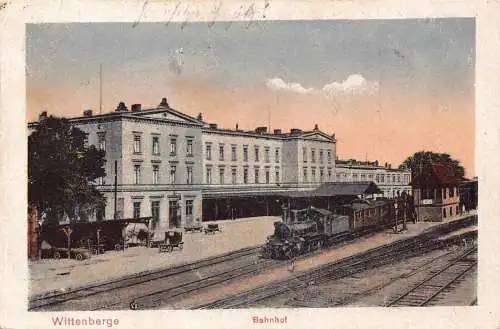 Deutschland 1920 Bahnhof Wittenberge Dampflok Vintage Postkarte