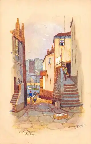 England Fish Street St Ives Kunst von Anne Craft Vintage Postkarte
