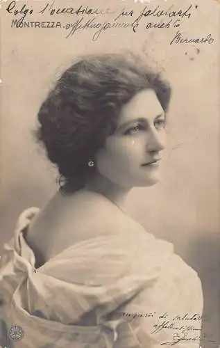 Montrezza 1904 zartes Frauenporträt mit Blick weg RPPC Postkarte
