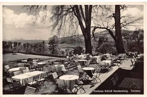 Deutschland Kurhaus Schloss Brestenberg Terrasse Restaurant Vintage Postkarte