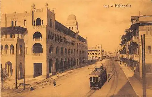 Ägypten Rue a Heliopolis Street Tram Vintage Postkarte