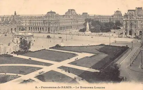 Frankreich Panorama de Paris Le Nouveau Louvre Museum Vintage Postkarte