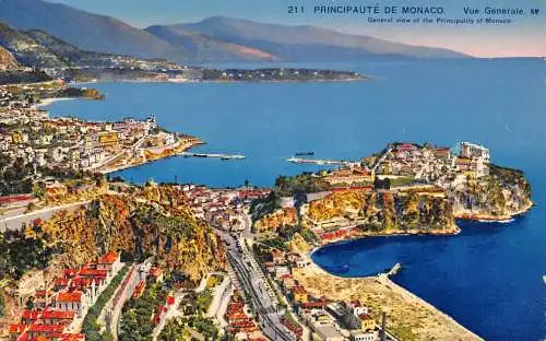 Monaco Gesamtansicht des Fürstentums Monaco Vintage Postkarte