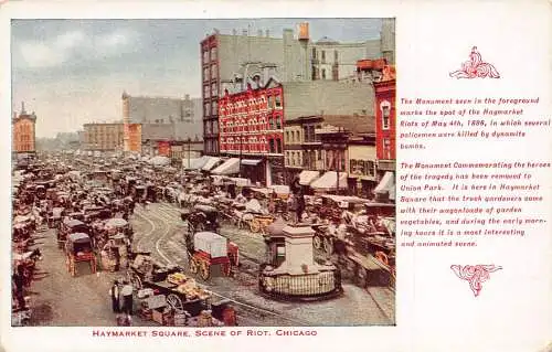 US Chicago Haymarket Square Szene von Riot Carriages Vintage Postkarte