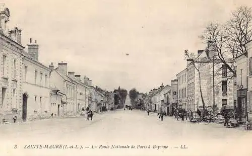 Frankreich Sainte-Maure Route Nationale de Paris a Bayonne Vintage Postkarte