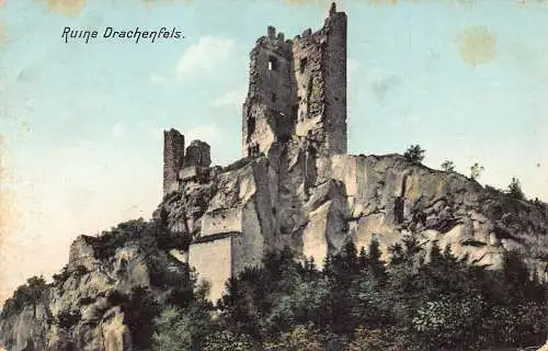 A103 Deutschland 1908 Ruine Drachenfels Ruine Zitadelle Vintage Postkarte