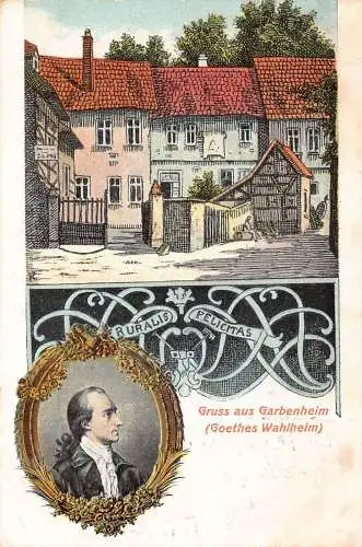 A104 Deutschland Künstlerkarte 1912 Gruss aus Grabenheim Goethes Wahlheim Postkarte