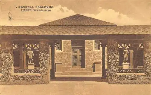 A105 Deutschland 1912 Kastell Saalburg Peristyl und Sacellum Statuen Schloss Postkarte