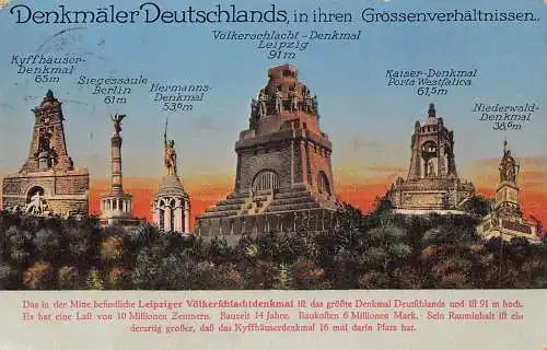 A105 Deutschland 1913 Die höchsten Denkmäler Volkerschlacht Niederwald Postkarte