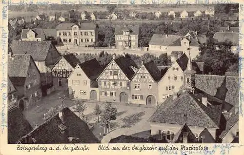 A105 Deutschland 1951 Zwingenberg ad Bergstraße Marktplatz Vintage Postkarte