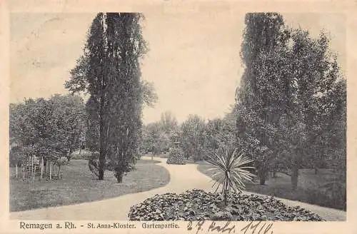 A106 Deutschland 1910 Remagen a Rh St Anna Kreuzgang Garten Vintage Postkarte