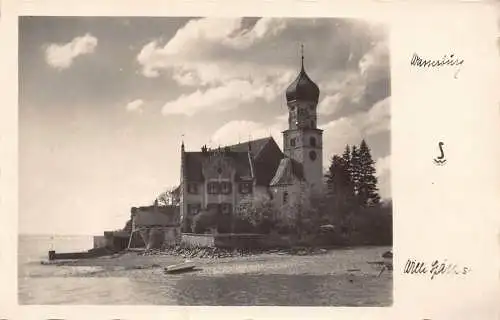 L206 Deutschland Leuchtturm Kirche Wasserburg Vintage Postkarte