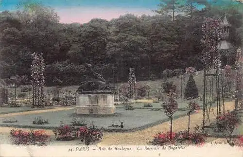Frankreich Paris Bois de Boulogne La Roseraie de Bagatelle Rosengarten Postkarte